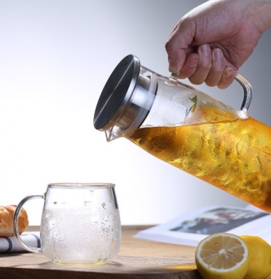 不銹鋼蓋有柄玻璃水瓶