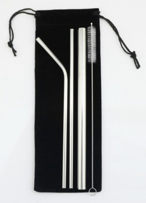 不銹鋼飲管套裝 - 連絨布袋